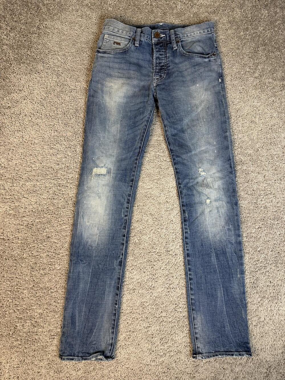 Emporio Armani Jeans Womens 30 Blue Jude Sexy Fit Skinny Distressed 32 Inseam